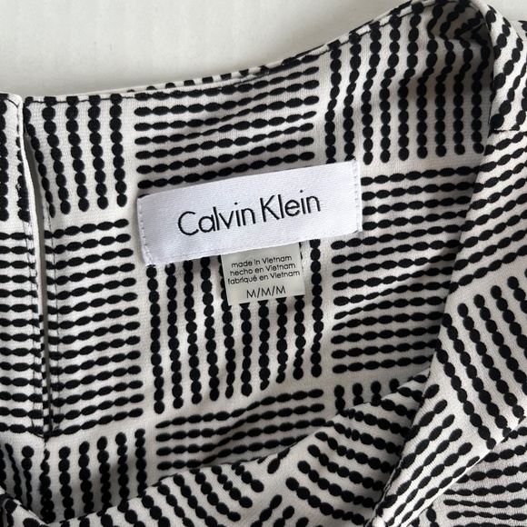 Calvin Klein Sleeveless Gingham Pleated Tank Top Blouse Black White Size M - Picture 3 of 11